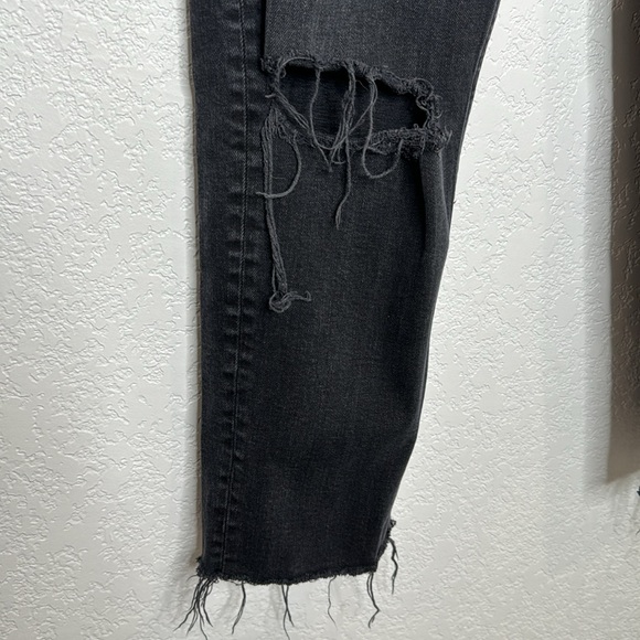 Re/Done High Rise Straight Ankle Crop Black DistressedVintage Black Wash Size 26 - Picture 4 of 16